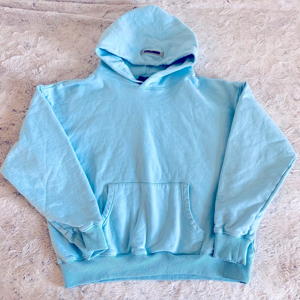 Baby Blue Cropped Essentials Hoodie